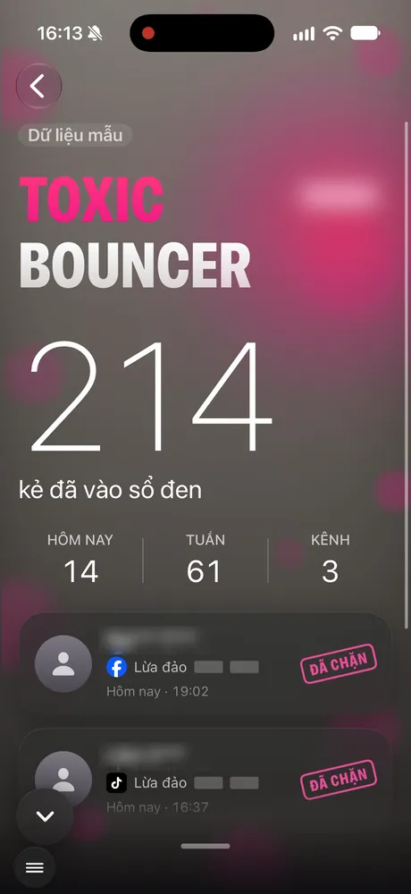 Màn Toxic Bouncer trong app nhanhieu.ai trên điện thoại