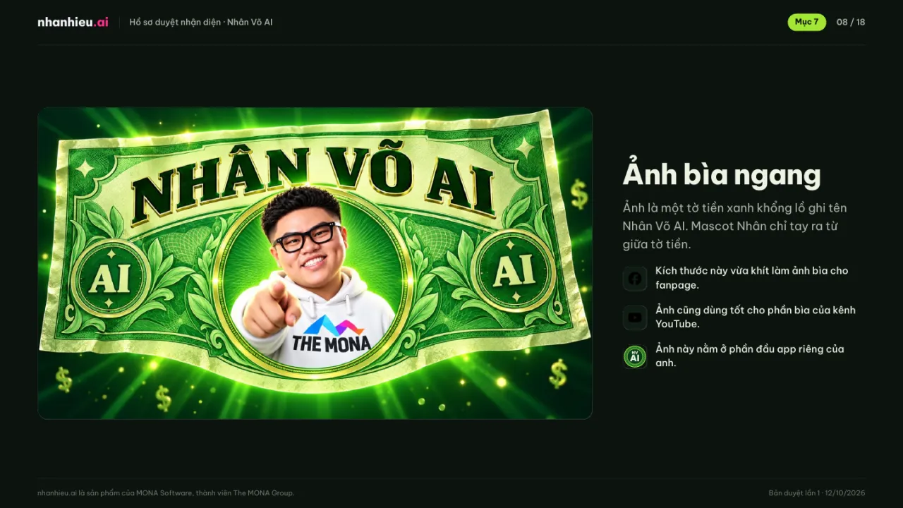 Trang ảnh bìa ngang trong hồ sơ nhận diện Nhân Võ AI