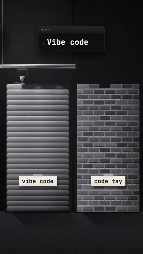 Tường vibe code và code tay