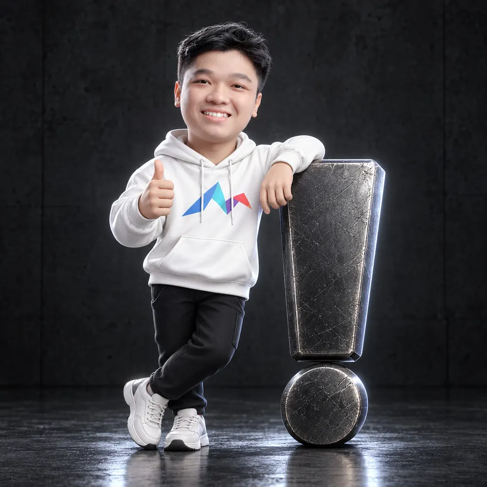 Mascot Hữu Hùng tựa dấu chấm than