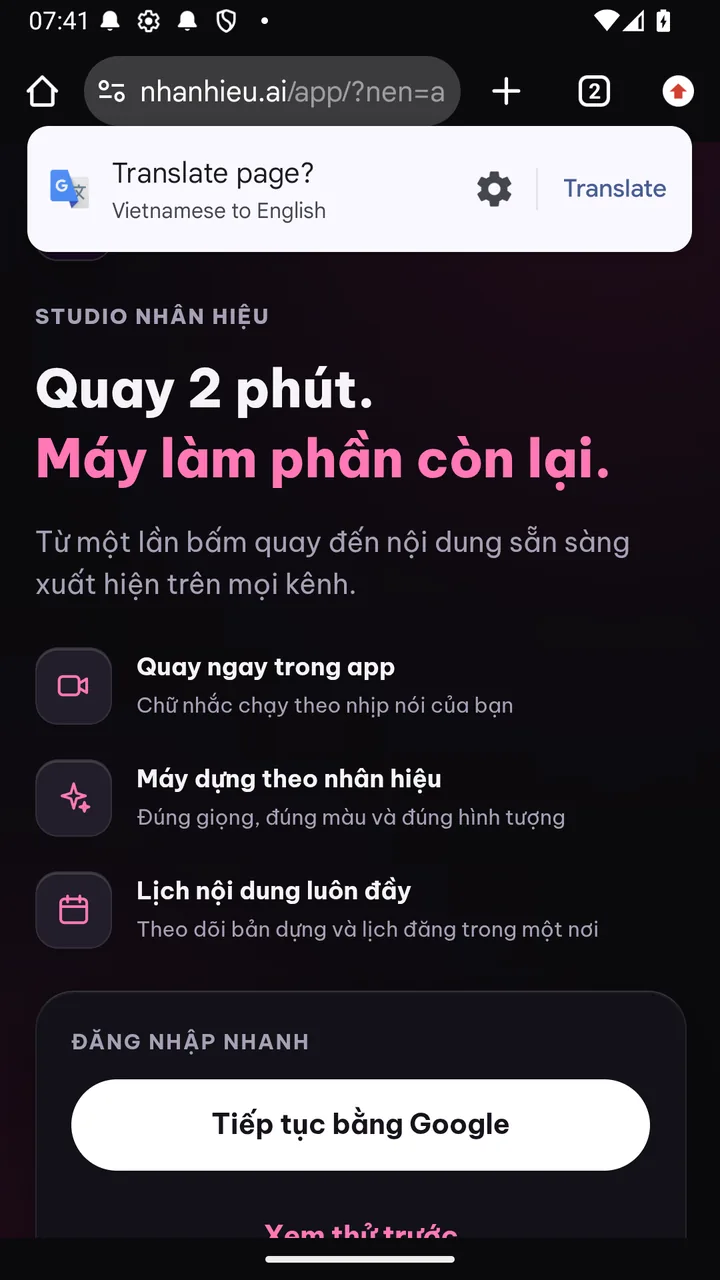 Ảnh thật minh hoạ Link nhanhieu.ai mở thẳng vào app đúng màn
