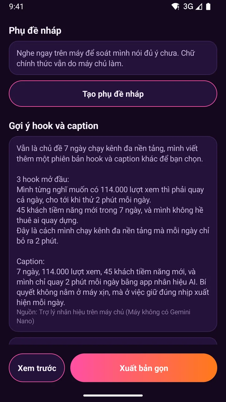 Ảnh thật minh hoạ AI ngay trên máy gợi ý tiêu đề và caption