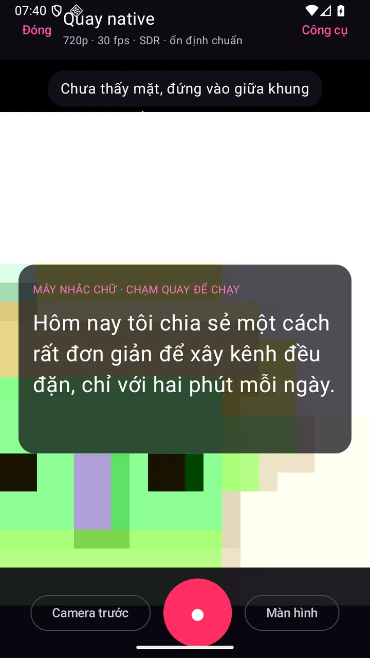 Ảnh thật minh hoạ Nhắc khung mặt và cảnh báo ngược sáng ngay lúc quay