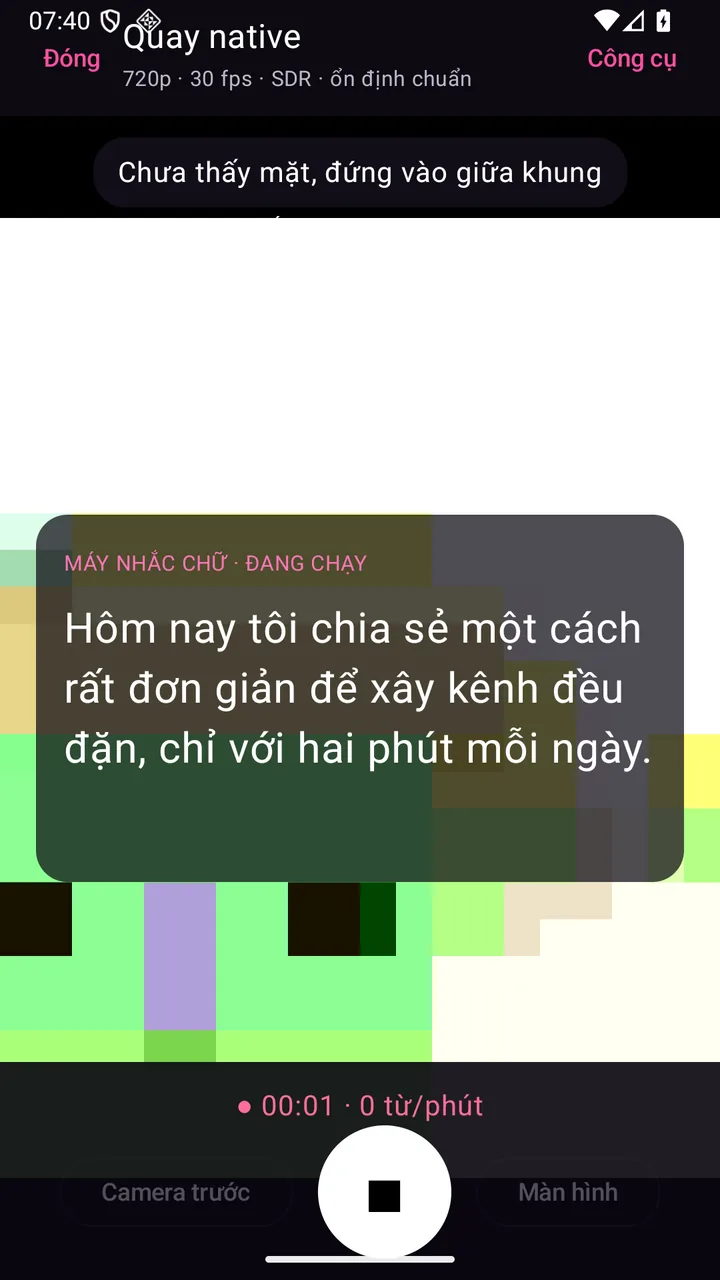 Ảnh thật minh hoạ Đo tốc độ nói ngay lúc quay