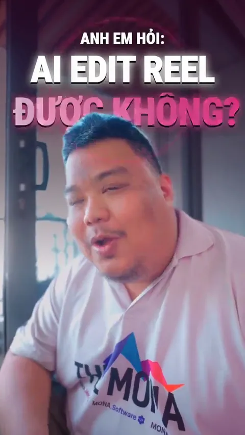 Anh Hùng được tách khỏi nền, chữ lớn ANH EM HỎI: AI EDIT REEL ĐƯỢC KHÔNG? đặt sau đầu