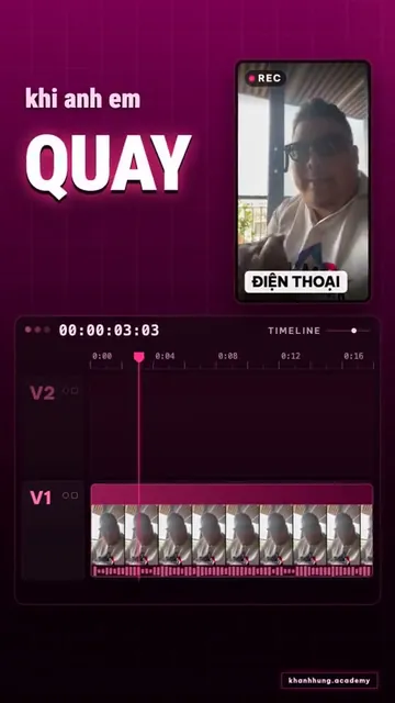 Hình giải thích dòng thời gian dựng phim: cảnh quay từ điện thoại là nguồn chính ở dòng V1