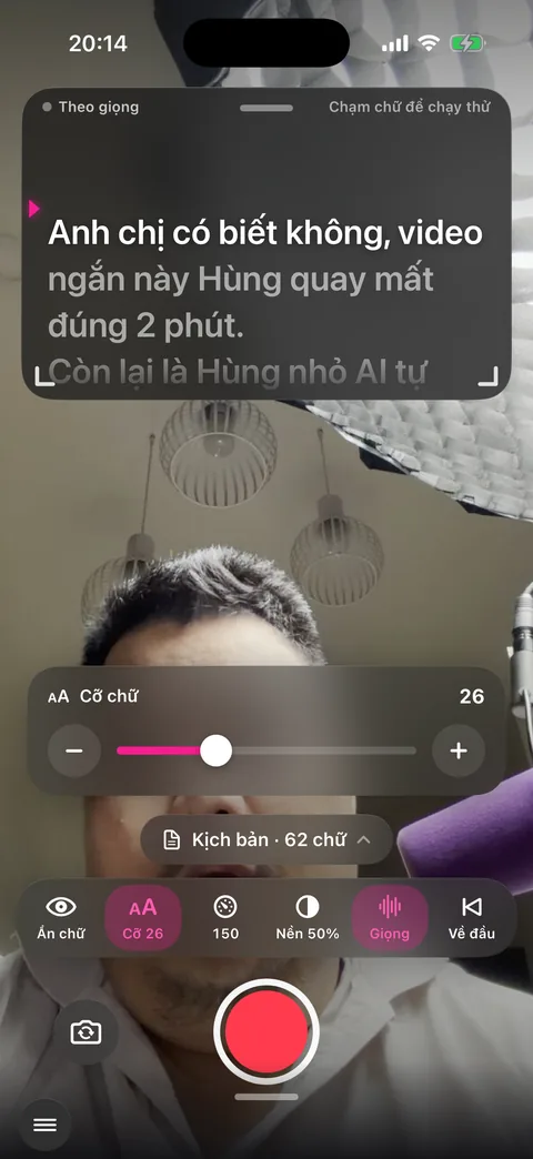 Thanh trượt Cỡ chữ đang ở 26