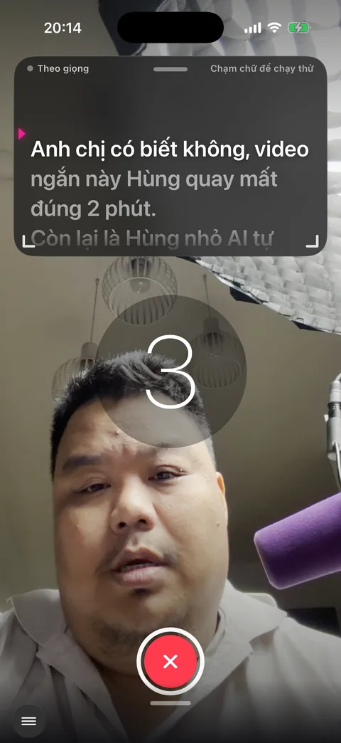 Đếm ngược số 3 to giữa màn trước khi quay