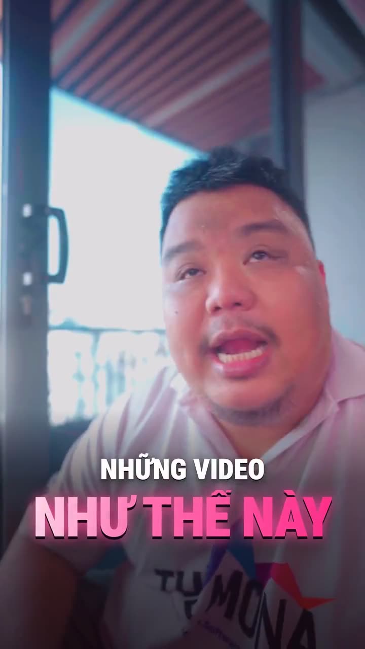 Cùng khung hình đó sau khi AI dựng: chữ nổi ý chính “Những video như thế này” theo màu nhận diện